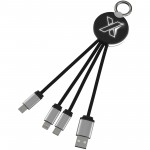 2PX00290-Kabel z podświetlonym logo 3w1 z brelokiem - SCX.design C16-Czarny, Biały